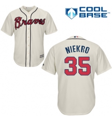 Youth Majestic Atlanta Braves #35 Phil Niekro Replica Cream Alternate 2 Cool Base MLB Jersey