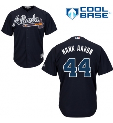 Men's Majestic Atlanta Braves #44 Hank Aaron Replica Blue Alternate Road Cool Base MLB Jersey
