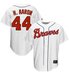 Men's Mitchell and Ness 1963 Atlanta Braves #44 Hank Aaron Replica White Throwback MLB Jersey