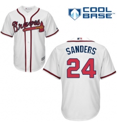 Men's Majestic Atlanta Braves #24 Deion Sanders Replica White Home Cool Base MLB Jersey