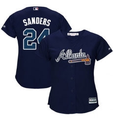 Women's Majestic Atlanta Braves #24 Deion Sanders Replica Blue Alternate Road Cool Base MLB Jersey