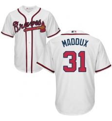 Youth Majestic Atlanta Braves #31 Greg Maddux Authentic White Home Cool Base MLB Jersey