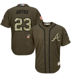 Men's Majestic Atlanta Braves #23 David Justice Authentic Green Salute to Service MLB Jersey