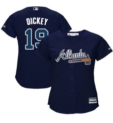 Women's Majestic Atlanta Braves #19 R.A. Dickey Authentic Blue Alternate Road Cool Base MLB Jersey