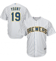 Youth Majestic Milwaukee Brewers #19 Robin Yount Replica White Alternate Cool Base MLB Jersey