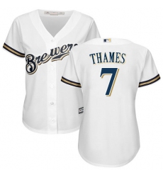 Women's Majestic Milwaukee Brewers #7 Eric Thames Authentic White Home Cool Base MLB Jersey