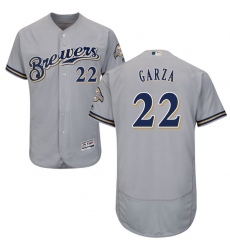 Men's Majestic Milwaukee Brewers #22 Matt Garza Grey Road Flex Base Authentic Collection MLB Jersey