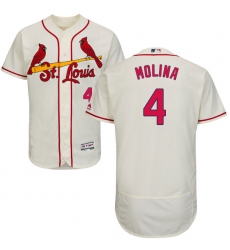 Men's Majestic St. Louis Cardinals #4 Yadier Molina Cream Alternate Flex Base Authentic Collection MLB Jersey