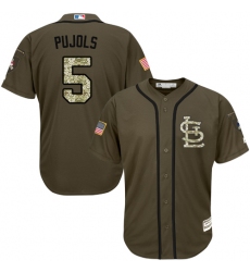 Men's Majestic St. Louis Cardinals #5 Albert Pujols Replica Green Salute to Service MLB Jersey