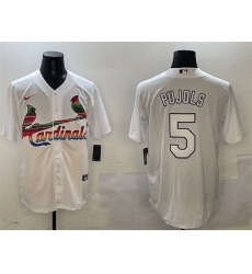 Men's St. Louis Cardinals #5 Albert Pujols White Cool Base Stitched Baseball Jersey