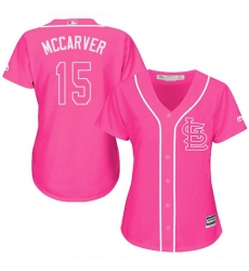 Women's Majestic St. Louis Cardinals #15 Tim McCarver Replica Pink Fashion Cool Base MLB Jersey