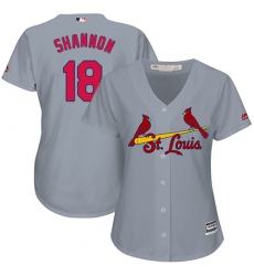 Women's Majestic St. Louis Cardinals #18 Mike Shannon Authentic Grey Road Cool Base MLB Jersey