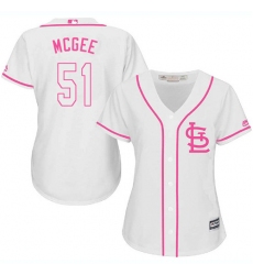 Women's Majestic St. Louis Cardinals #51 Willie McGee Authentic White Fashion Cool Base MLB Jersey