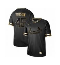 Men's St. Louis Cardinals #45 Bob Gibson Authentic Black Gold Fashion Baseball Jersey