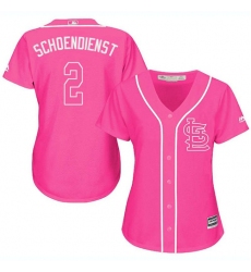 Women's Majestic St. Louis Cardinals #2 Red Schoendienst Authentic Pink Fashion Cool Base MLB Jersey