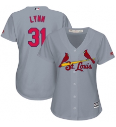 Women's Majestic St. Louis Cardinals #31 Lance Lynn Replica Grey Road Cool Base MLB Jersey