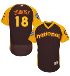 Men's Majestic Chicago Cubs #18 Ben Zobrist Brown 2016 All-Star National League BP Authentic Collection Flex Base MLB Jersey