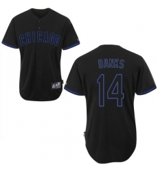 Men's Majestic Chicago Cubs #14 Ernie Banks Authentic Black Fashion MLB Jersey