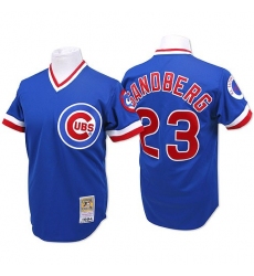 Men's Mitchell and Ness Chicago Cubs #23 Ryne Sandberg Authentic Blue Throwback MLB Jersey