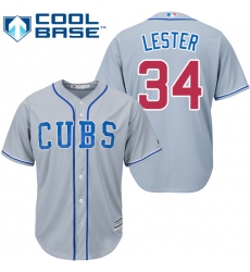 Women's Majestic Chicago Cubs #34 Jon Lester Authentic Grey Alternate Road MLB Jersey
