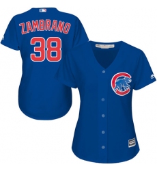 Women's Majestic Chicago Cubs #38 Carlos Zambrano Replica Royal Blue Alternate MLB Jersey
