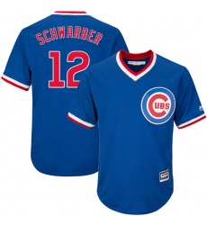 Youth Majestic Chicago Cubs #12 Kyle Schwarber Authentic Royal Blue Cooperstown Cool Base MLB Jersey
