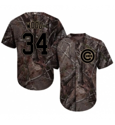 Youth Majestic Chicago Cubs #34 Kerry Wood Authentic Camo Realtree Collection Flex Base MLB Jersey