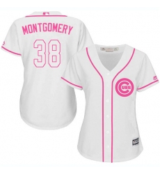 Women's Majestic Chicago Cubs #38 Mike Montgomery Replica White Fashion MLB Jersey