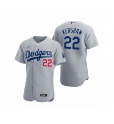 Men's Los Angeles Dodgers #22 Clayton Kershaw Nike Gray Authentic 2020 Alternate Jersey