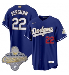 Men's Los Angeles Dodgers #22 Clayton Kershaw Royal 2026 Alternate Gold Collection Stadium Stitched Baseball Jersey