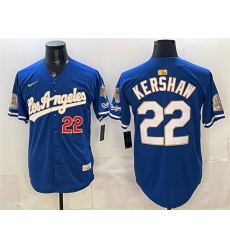 Men's Los Angeles Dodgers #22 Clayton Kershaw Royal 2026 Gold Collection 9x & B2B Champs Stitched Baseball Jersey