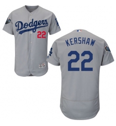 Men's Majestic Los Angeles Dodgers #22 Clayton Kershaw Gray Alternate Flex Base Authentic Collection 2018 World Series MLB Jersey