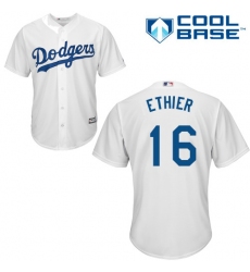 Youth Majestic Los Angeles Dodgers #16 Andre Ethier Authentic White Home Cool Base MLB Jersey