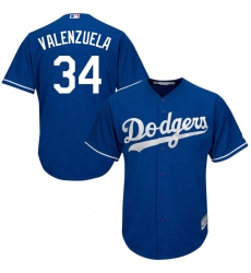 Men's Majestic Los Angeles Dodgers #34 Fernando Valenzuela Authentic Royal Blue Alternate Cool Base MLB Jersey