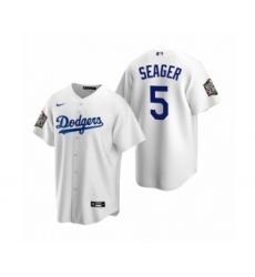 Men's Los Angeles Dodgers #5 Corey Seager White 2020 World Series Replica Jersey