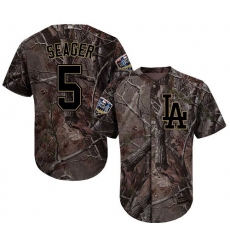 Men's Majestic Los Angeles Dodgers #5 Corey Seager Authentic Camo Realtree Collection Flex Base 2018 World Series MLB Jersey