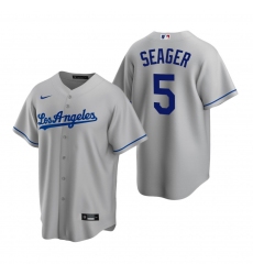 Men's Nike Los Angeles Dodgers #5 Corey Seager Gray Road Stitched Baseball Jersey
