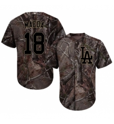 Youth Majestic Los Angeles Dodgers #18 Kenta Maeda Authentic Camo Realtree Collection Flex Base MLB Jersey
