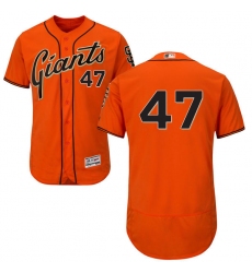 Men's Majestic San Francisco Giants #47 Johnny Cueto Orange Alternate Flex Base Authentic Collection MLB Jersey