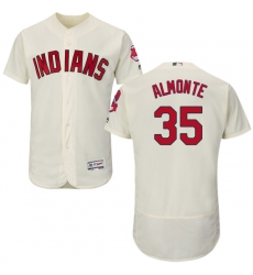 Men's Majestic Cleveland Indians #35 Abraham Almonte Cream Alternate Flex Base Authentic Collection MLB Jersey
