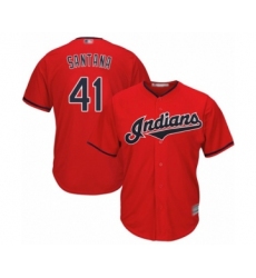 Men's Cleveland Indians #41 Carlos Santana Replica Scarlet Alternate 2 Cool Base Baseball Jersey