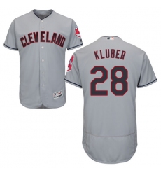 Men's Majestic Cleveland Indians #28 Corey Kluber Grey Road Flex Base Authentic Collection MLB Jersey