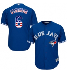 Men's Majestic Toronto Blue Jays #6 Marcus Stroman Replica Royal Blue USA Flag Fashion MLB Jersey