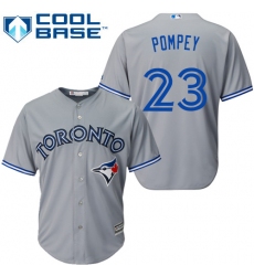 Youth Majestic Toronto Blue Jays #23 Dalton Pompey Replica Grey Road MLB Jersey