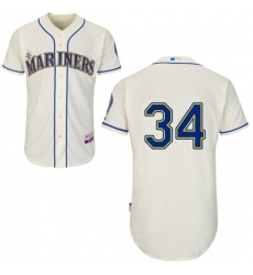 Women's Majestic Seattle Mariners #34 Felix Hernandez Authentic Cream Alternate Cool Base MLB Jersey