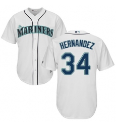 Youth Majestic Seattle Mariners #34 Felix Hernandez Replica White Home Cool Base MLB Jersey