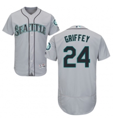 Men's Majestic Seattle Mariners #24 Ken Griffey Grey Road Flex Base Authentic Collection MLB Jersey