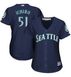 Women's Majestic Seattle Mariners #51 Ichiro Suzuki Replica Navy Blue Alternate 2 Cool Base MLB Jersey