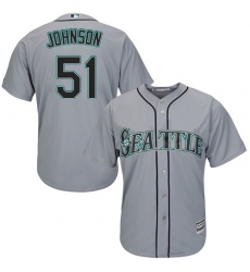 Men's Majestic Seattle Mariners #51 Randy Johnson Replica Grey Road Cool Base MLB Jersey