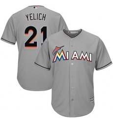 Youth Majestic Miami Marlins #21 Christian Yelich Replica Grey Road Cool Base MLB Jersey
